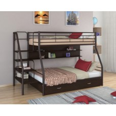 Двухъярусная кровать Толедо 1 ПЯ (черный, серый, бежевый, коричневый)